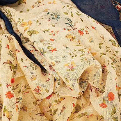 YOUR SMILE Large Boho Scarf for Women Lightweight Floral Printed Scarves Fall Winter Fashion Fringed Shawl wraps - color: 16 Beige Shivering