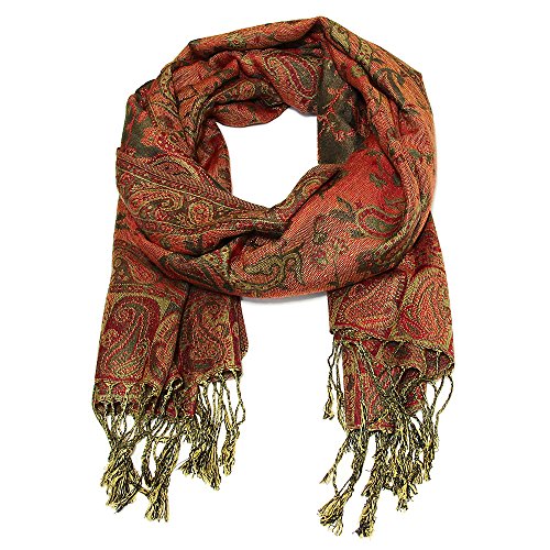 Falari Women's Reversible Paisley Pashmina Shawl Wrap Scarf For Evening Dresses Festivals Any Occasions All Seasons 80"x27" - color: Style 1 - Dark Grey