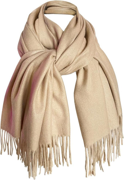 Rodaruus Women's Scarf Solid Color Shawl and Wrap. Super Soft Warm Long Large Scarf Pashmina with Cashmere Feel - color: Beige