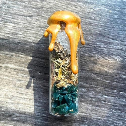 BlkGrlMagick Handcrafted Mini Good Luck Spell Jar, Lottery, Prosperity, Gambling, Casino Success, Good Fortune Law of Attraction Spell Bottle, Moon Charged Witch Bottles, Hoodoo Altar Tools - size: Luck Spell