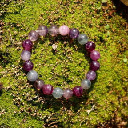 Natural Handmade Healing Chakra Bracelet - color: 10mm-Fluorite-FOR 7-8 INCH WRIST