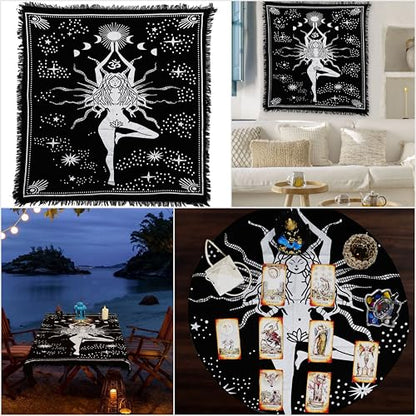 Indian Consigners Witchcraft Supplies Tarot Spread Alter Cloth Triple Altar - color: Silver Goddess, size: 24" x 24" (Square)
