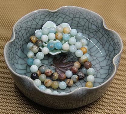 Amandastone Natural Gemstone 8mm Round Beads Stretch Bracelet 7 Inch - color: Multicolor Amazonite