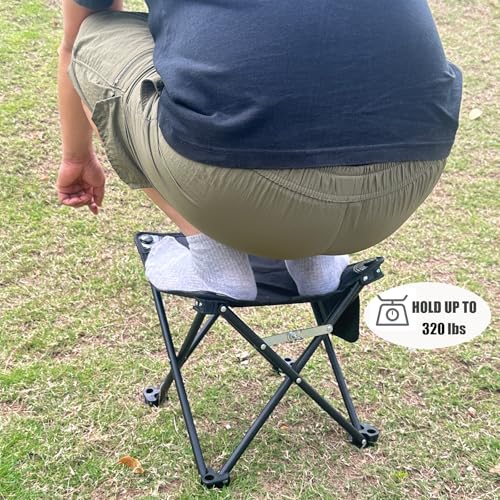 Opliy Camping Stool Upgrade Foot Stool for Camping Fishing Hiking Gardening and Beach, Camping Seat with Carry Bag (Black) - color: Black