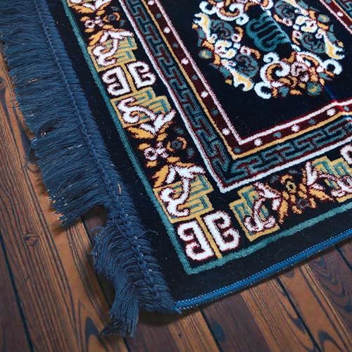 Velvet Pooja Aasan Mat 20 Inch, Soft Prayer and Meditation Seat, Blue Puja Cloth Rug, Home Temple Decor, Floor Seating Mat for Daily Use and Festivals Mattress Mats Car Seat Cover Daily Use