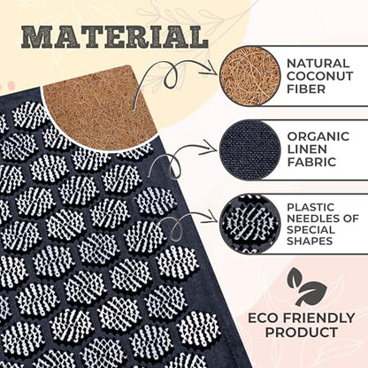 BalanceMate® Acupressure Mat Set with 6,210 Pressure Points for Pain Relief and Relaxation Kit for Back, Neck, and Sleep – Yoga and Meditation Pillow (Deep Black) - color: Deep Black