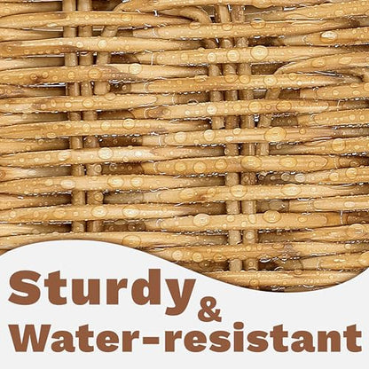 myHomeBody Wicker Basket With 3 Compartments, For Toilet Tank Paper Rolls, Hand Woven Bathroom Countertop Organizer, Bedroom Organization, 1pc, Tan - color: Tan