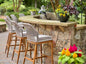 PURPLE LEAF Outdoor Counter Height Bar Stools Chair Set of 2 Modern Patio Metal Stools with Backrest and Arm, Cushions Included - color: Classic/Deep Teak, size: 2pc-24.8"h