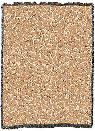 Pure Country Weavers William Morris Oak Tree Peachy Blanket - Arts & Crafts - Gift Tapestry Throw Woven from Cotton - Made in the USA (72x54) - color: Peachy, size: Large