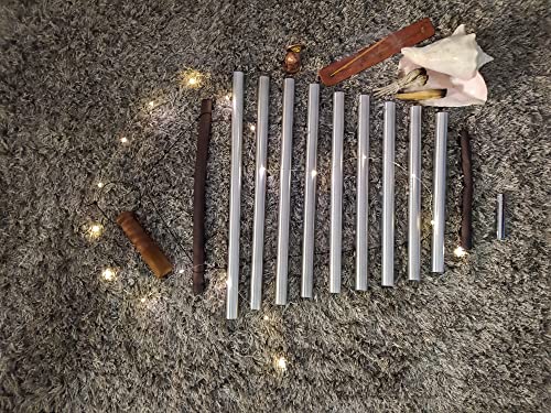 Meditation Chimes “Silver Moon” Rawa | Sound Healing Instrument | Spiritual Gift | 9 note Handheld Tubular Flow Chimes | Diatonic Xylophone D Minor