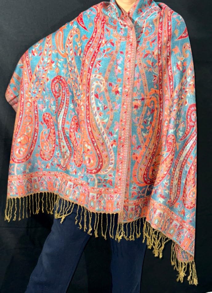 Wool Prayer Shawl Large Reversible Pashmina Silk Scarf nyc Travel Blanket Scarf Winter Wraps for Elegant LUXURY Meditation Extra Soft Boho Extra big unisex Warm in Autumn PREMIUM QUALITY wrap 5303S163