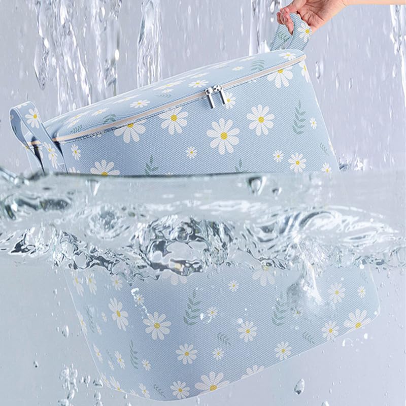 1pack Large Blue Foldable Clothes Storage Bag with Zipper & Handles - Quilt Organizer for Bedding, Blankets & Wardrobe