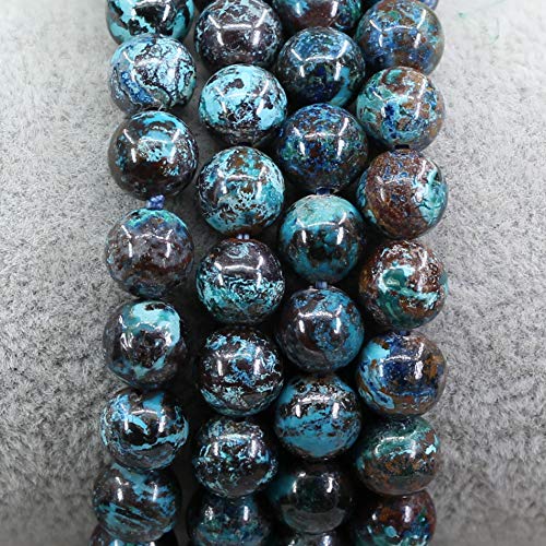 Keleny Gem Semi Precious Gemstones 8mm Round Beads Crystal Stretch Bracelets 7 Inch Unisex - color: Brown Blue Chrysocolla Jasper