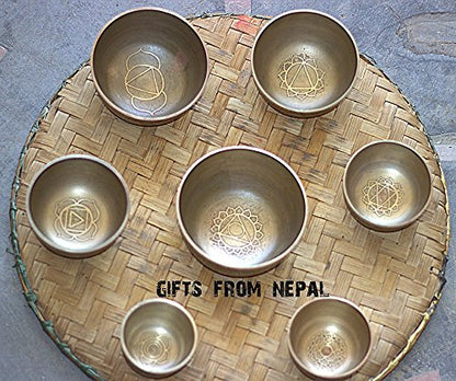 Chakra Healing Tibetan Hammered Himalayan Singing Bowl Set of 7 Meditation Bowls Hand Bowls from Nepal
