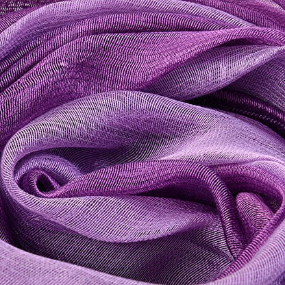 Cotton Silk Scarf Elegant Soft Wraps Color Shade Scarves for Women - color: Purple