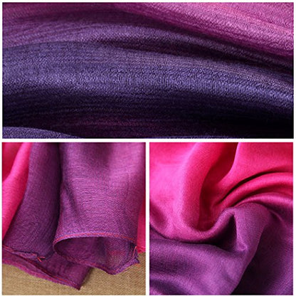 Cotton Silk Scarf Elegant Soft Wraps Color Shade Scarves for Women - color: Rose Red