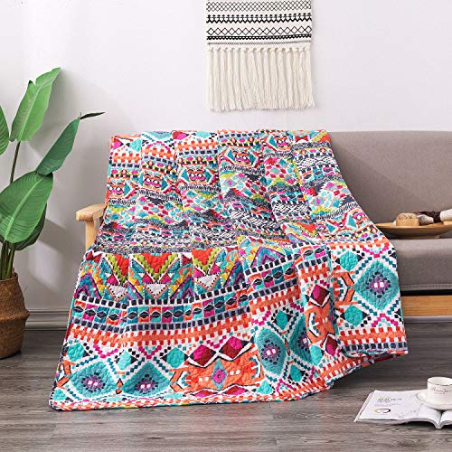 NEWLAKE Quilted Throw Blanket for Bed Couch Sofa, Boundless Universe Pattern, 60X78 Inch - color: Coral