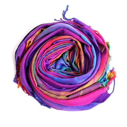 SmilerSmile Colorful Scarf Wraps for Womens Tassel Shawl Wrap - color: 07-peacock/Purple