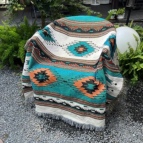 Hopstar Aztec Throw Blanket Navajo Indian Blankets and Throws Boho Western Decor Couch Cover Blanket for Bed Sofa Living Room Beach Travel 51"x63" (Colin) - color: Colin, size: 51"x63"
