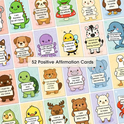 Animals Positive Affirmations Cards & Thought-Provoking - Motivational & Mindful Daily Cards (52 Cards) - Unique Gift for Women and Kids