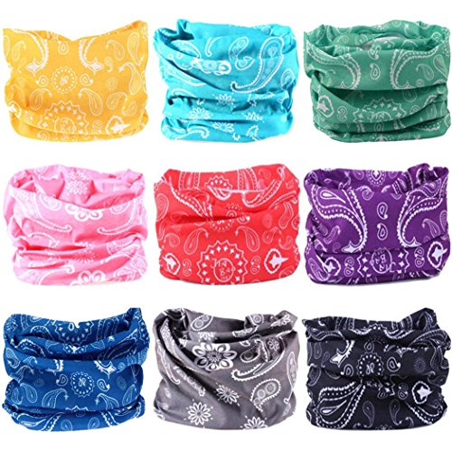 Headband Neck Gaiter Head Wrap Headwear Face Mask Magic Scarf Bandana for Men and Women - color: 9pc.paisley Series.1