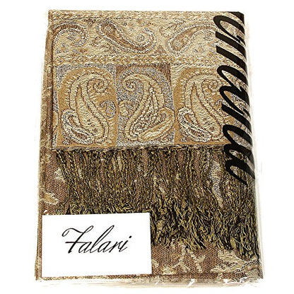 Falari Women's Reversible Paisley Pashmina Shawl Wrap Scarf For Evening Dresses Festivals Any Occasions All Seasons 80"x27" - color: Style 1 - Beige