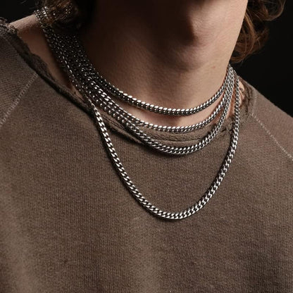 ChainsHouse Stainless Steel Mens Cuban Link Chain, Black/ 18K Gold Plated Miami Cuban Chain Necklace, 5mm/7mm/9mm/12mm/14mm Width, No Tarnish& Durable Hip Hop Mens Jewelry, 18"-30", Send Gift Box - color: a. 7mm width-steel, size: 24 inches