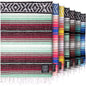 Hydration Nation Authentic Large Handwoven Mexican Blanket - Soft Yoga- Durable Serape- Lightweight Falsa, Beach, Camping, Picnic, Outdoor Blanket 70"x50" - Miami Vice - color: Miami Vice