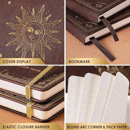Artfan Ruled Notebook/Journal – Premium Thick Paper Faux Leather Classic Writing Notebook with Pocket + Page Dividers Gifts, Banded, Large, 144 Pages, Hard Cover, Lined (5.8 x 8.4) - Reddish Brown - color: Reddish Brown
