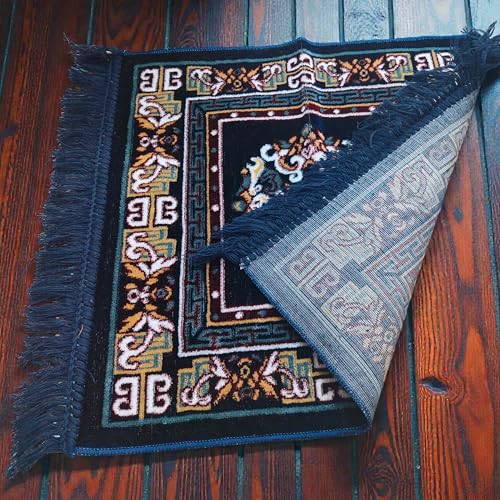 Velvet Pooja Aasan Mat 20 Inch, Soft Prayer and Meditation Seat, Blue Puja Cloth Rug, Home Temple Decor, Floor Seating Mat for Daily Use and Festivals Mattress Mats Car Seat Cover Daily Use