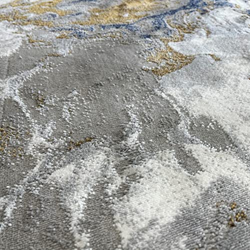 LUXE WEAVERS Marble Blue Area Rug 2x3 Modern Abstract Swirl Design Non-Shedding Carpet - color: Blue, size: 2' x 3' (Rectangular)