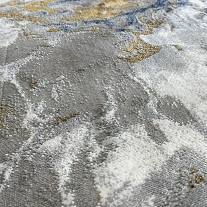 LUXE WEAVERS Marble Blue Area Rug 2x3 Modern Abstract Swirl Design Non-Shedding Carpet - color: Blue, size: 2' x 3' (Rectangular)