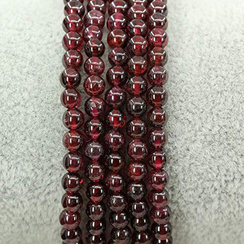 Keleny 4mm Natural Round Beads Gemstones Rock Crystal Stretch Bracelet 7 Inch Unisex - color: Red Garnet