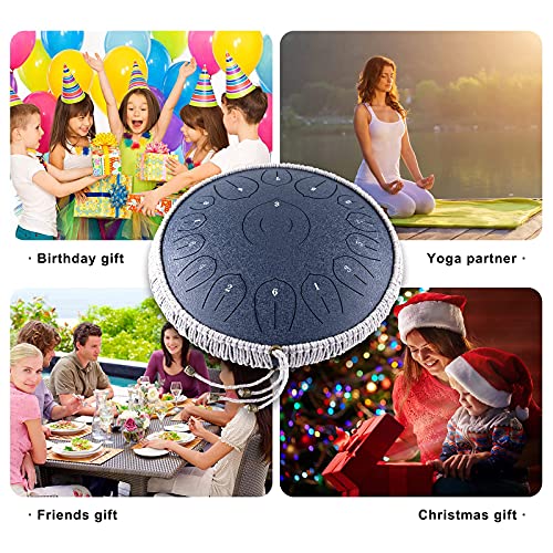 BURNING&LIN Steel Tongue Drum 15 Notes 14 Inches Tongue drum Handpan Drum Percussion for Meditation Yoga Musical Education Best Gift for Adult& Kids - size: 14 inches 15 tones