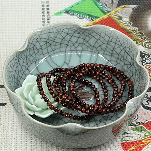 Keleny 4mm Natural Round Beads Gemstones Rock Crystal Stretch Bracelet 7 Inch Unisex - color: Heated Red Tiger Eye