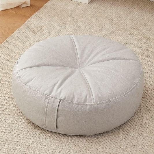 Zafu Meditation Cushion Round Floor Pillow 16 Inch Yoga Bolster for Sitting on Floor Linen Cushions Adults Tatami Pouf Living Room Bedroom Balcony Portable Seat Cushion(Light Grey(Tech Fabric)) - color: Light Grey(tech Fabric)
