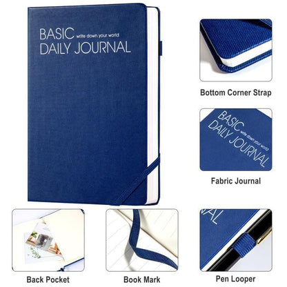 CAGIE A5 Lined Journal Notebook 256 Pages Journals for Writing with Pen Loop Hardcover Journaling Notebooks with Inner Pocket, 5.7" x 8.3", Blue - color: 01 blue