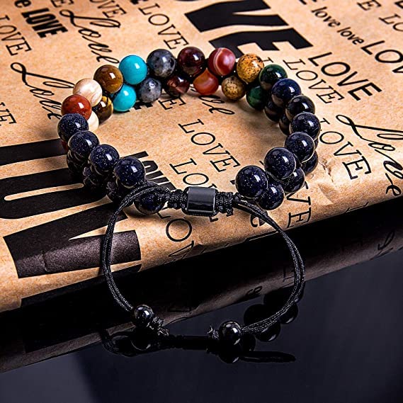 108 Mala Beads Necklace 7 Chakra Tree of Life Pendant Prayer Buddha Bracelets Healing Stone Yoga Men Women Jewelry - color: Eight Planets Star Beads-1
