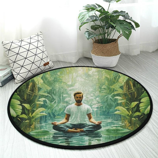 Washable 3ft Lotus Position Yoga Practitioner Round Area Rug Carpet Non-Slip Soft No Shedding Ideal for Bedroom Kitchen Living Spaces - color: Color-13, size: 3 ft