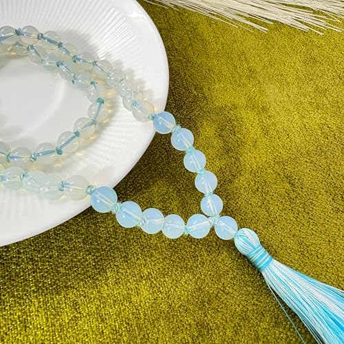 Certified Opalite 108 Beads meditation mala Jaap Mala Knotted Prayer Necklace, 108 Beads Mala Necklace For Yoga, Heart Chakra Necklace