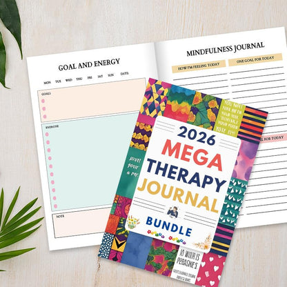 NDEMl 2026 MEGA THERAPY JOURNAL, a notebook to relieve anxiety and mindfulness, better manage your emotions, including calendar and weekly daily manager