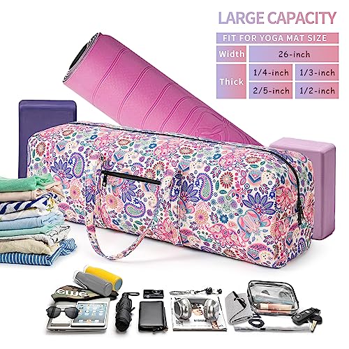 | Yoga Mat Bag | Large Yoga Mat Carrier with Wet Pocket | Yoga Gifts | Gym Tote Bag for Women - color: Pink