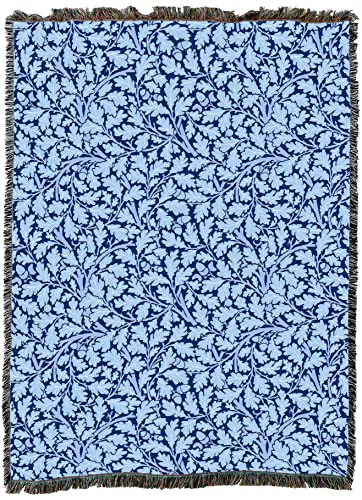 Pure Country Weavers William Morris Oak Tree Blues Blanket XL - Arts & Crafts - Gift Tapestry Throw Woven from Cotton - Made in the USA (82x62) - color: Blues, size: X-Large