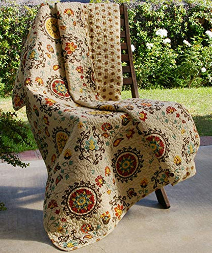 Greenland Home Andorra 100% Cotton Quilted Throw Blanket