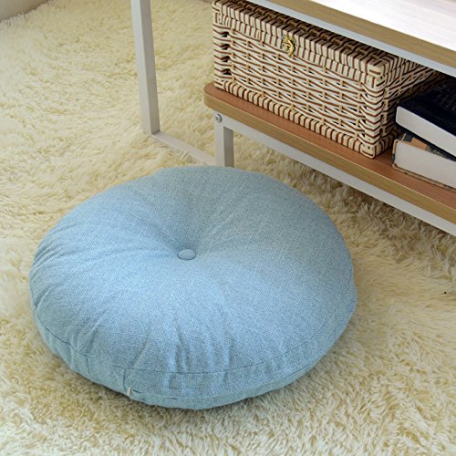 Solid Color Circular Yoga Bolster Zafu Meditation Tatami Cushion (Sky Blue, 17.7")