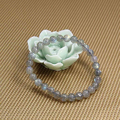 Healing Beads Bracelets for Women Men, Adjustable Natural Stone Beaded Bracelet Stackable Chain Stretch Jewelry Gifts - color: Labradorite