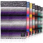 Hydration Nation Authentic Extra Large Mexican Blanket (70"x50") - Handwoven Yoga, Serape - Artisanal Falsa, Beach, Camping, Picnic, Outdoor (Purple) - color: Purple