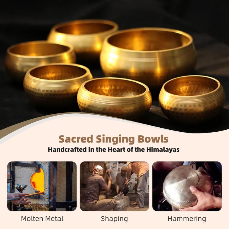 Tibetan Singing Bowl Set — Himalayan Sound Healing Bowl for Yoga, Meditation, Reiki, Sound Baths, Chakra Balancing & Stress Relief — Unique Spiritual Gifts for Women | Cuencos Tibetanos Originales