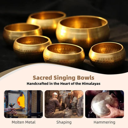 Tibetan Singing Bowl Set — Himalayan Sound Healing Bowl for Yoga, Meditation, Reiki, Sound Baths, Chakra Balancing & Stress Relief — Unique Spiritual Gifts for Women | Cuencos Tibetanos Originales