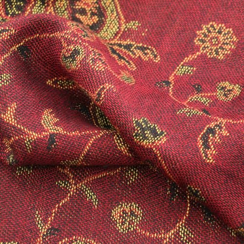 Ciormis Two Tone Silky Paisley Pashmina Shawl Scarf,Soft Women's Rave Jacquard Pashminas Wrap Scarves - color: Style1-red Paisley